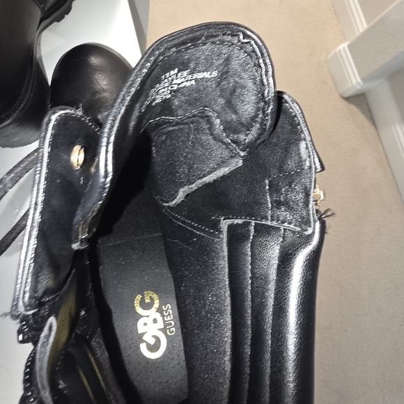 G by Guess Black Lace Up Boots with Gold Details - Picture 3 of 4